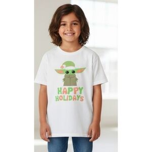 Star Wars Happy Holidays Baby Yoda Tee White Size L
